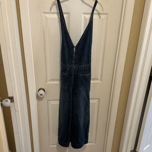 Free People Dark Denim Wide-Leg Jean Overalls
